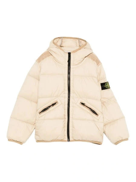 Geaca de iarna Stone Island neutra din poliamida si elastan
