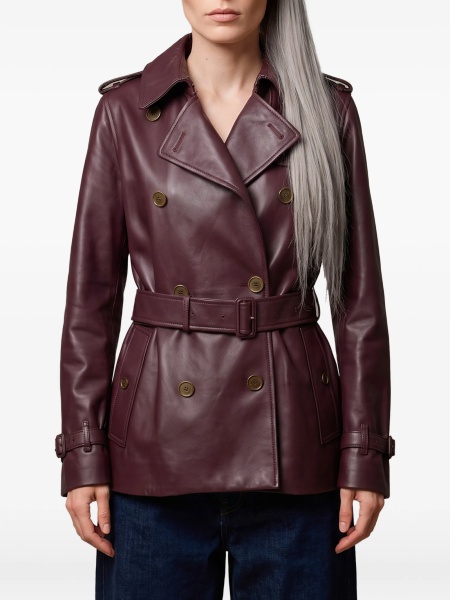Geaca de piele Burberry rosie din piele
