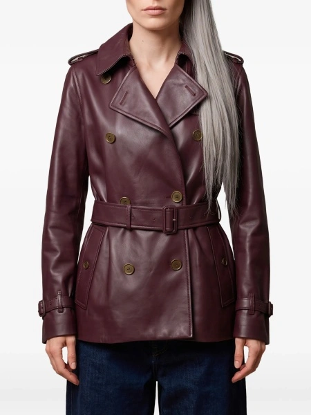 Geaca de piele Burberry rosie din piele