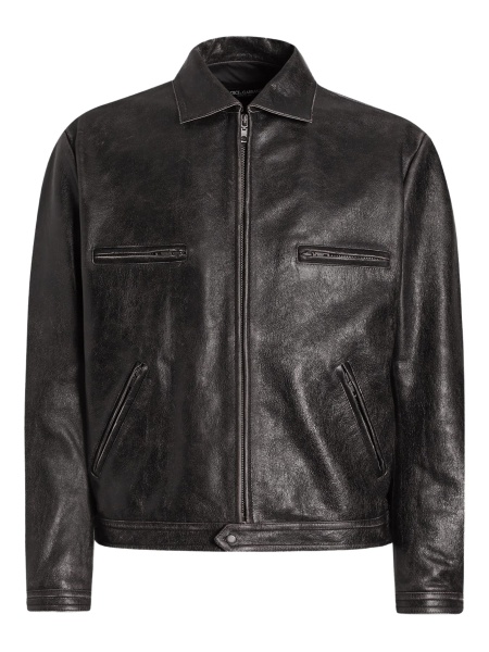Geaca de piele Dolce & Gabbana neagra