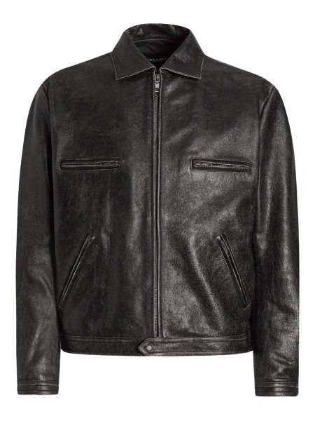 Geaca de piele Dolce & Gabbana neagra