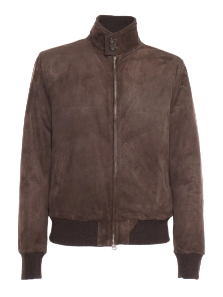 Geaca de Piele JACKET WITH DOUBLE SLIDER ZIP, BARRACUDA COLLAR WITH 2BUTTONS, 2WELT SIDE POCKETS, BOTTOM GARMENT AND CUFFS IN RIB KNIT. GOOSE DOWN PADDING.