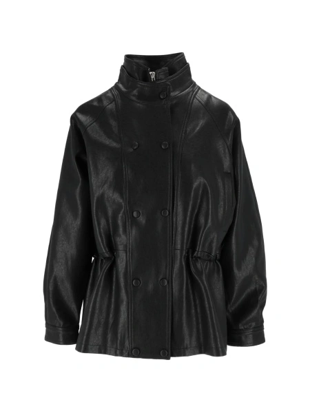 Geaca Oversize Eleh neagra din polyester si poliuretan