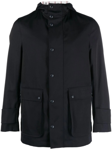 Geaca Parka Thom Browne albastra din polyester si bumbac