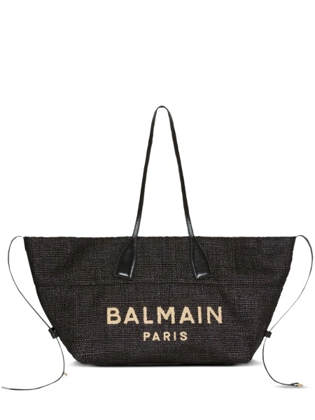 Geanta de mana Balmain neagra din piele si poliamida