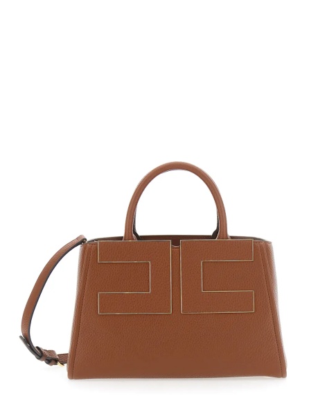 Geanta de mana Brown Handbag with Logo on the Front and adjustable and removable strap in Ecoleather for women