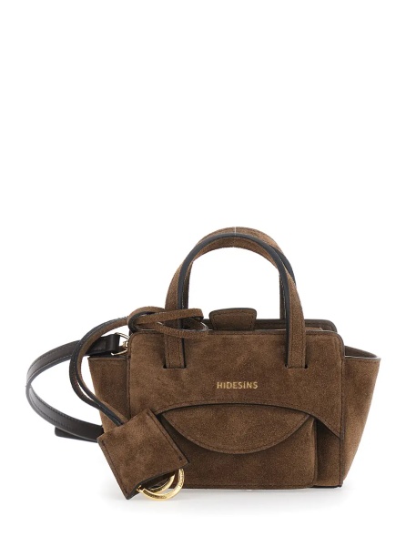 Geanta de mana Brown Mini Handbag with Adjustable Shoulder Strap and Front Pocket in Suede for Women