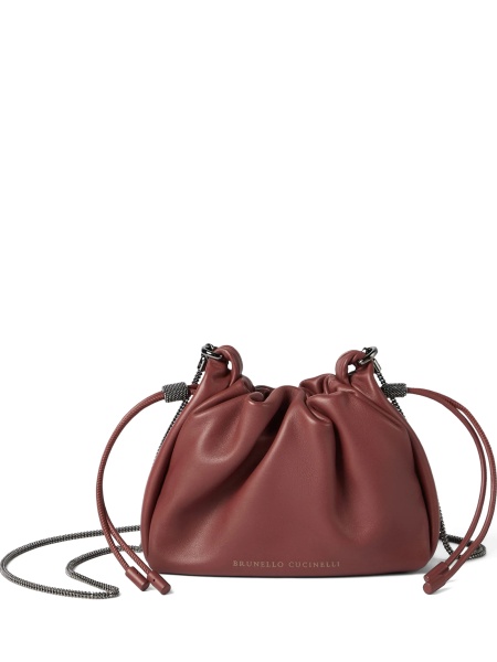Geanta de mana Brunello Cucinelli rosie din piele