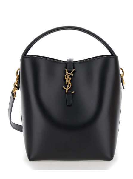 Geanta de mana Bucket Bag 'Le 37' with Cassandre Closure in Smooth Black Leather for Women