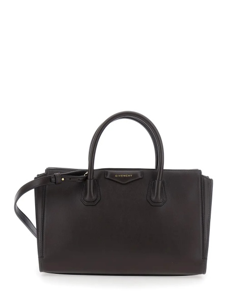 Geanta de mana 'Catchall' Brown Handbag with logo lettering on the front and adjustable and removable shoulder strap in leather for women