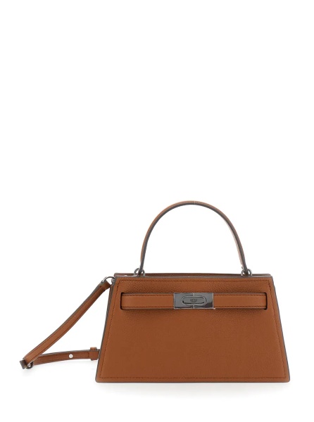 Geanta de mana Crossbody bag 'Petite Lee Radziwill' with T buckle closure and adjustable and removable grained leather strap Brown Woman