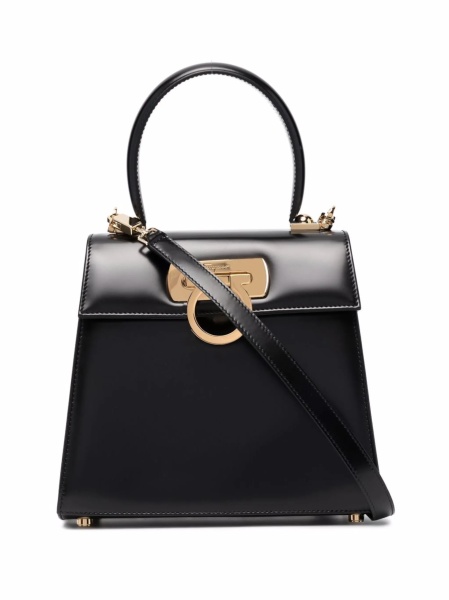 Geanta de mana Ferragamo gancini neagra din piele