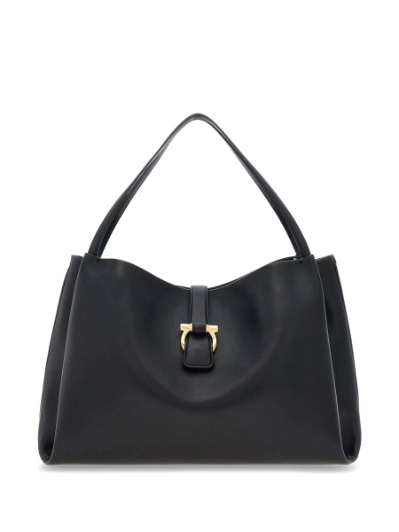 Geanta de mana Ferragamo gancini neagra din piele