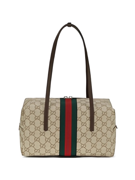 Geanta de mana Gucci maro din material textil