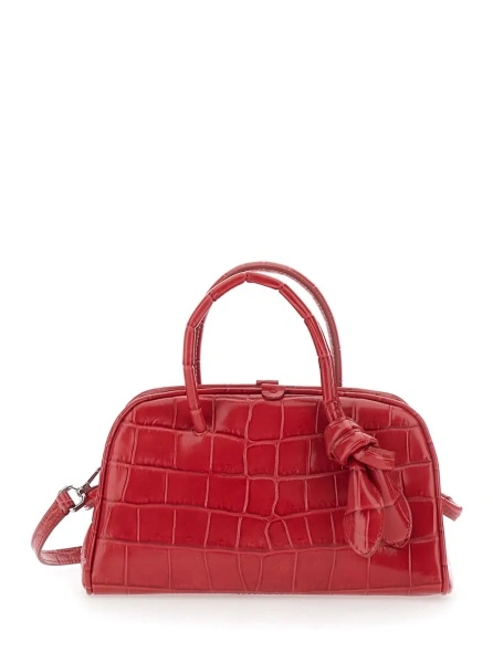 Geanta de mana 'Le Petit Turismo' Red Handbag with Adjustable and Removable Shoulder Strap in Leather for Women