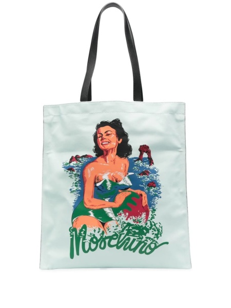 Geanta de mana Moschino albastra din piele