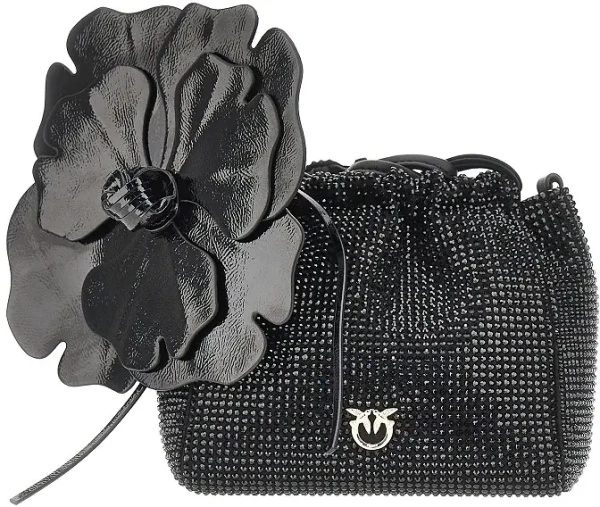 Geanta de mana Pinko neagra din strass