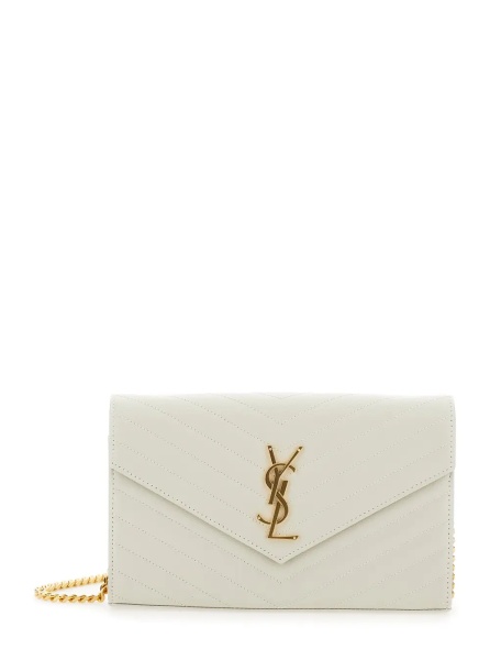 Geanta de mana Pouch 'Cassandre' with Chevron Leather Detail White Woman