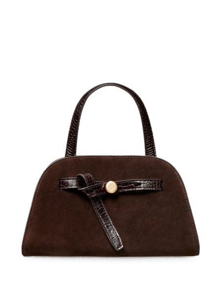 Geanta de mana Tory Burch maro din piele intoarsa
