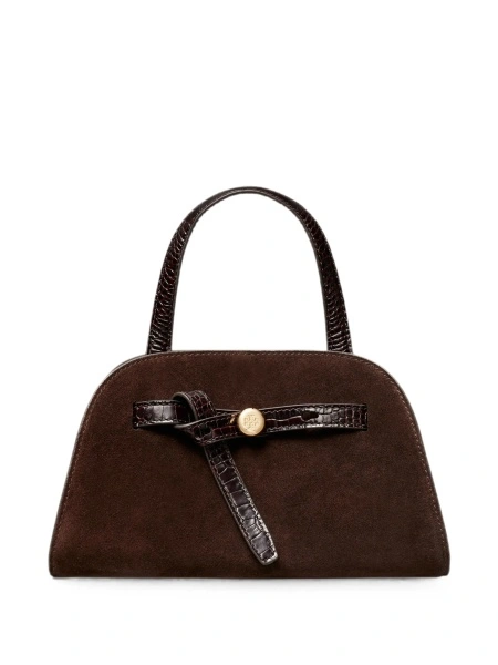 Geanta de mana Tory Burch maro din piele intoarsa