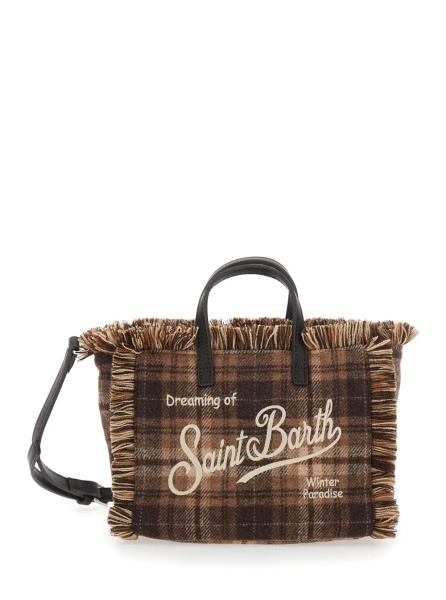 Geanta de mana Vanity Mini Bag with tartan details and Tech Fabric beige unisex