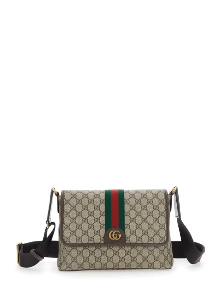 Geanta de umar Beige Crossbody bag "OPHIDIA" with GG Canvas Tech Fabric for Men