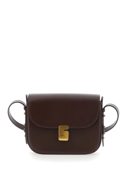 Geanta de umar 'Bellissima Mini' Brown Crossbody bag with Logo Plate on the Front in Leather for Women