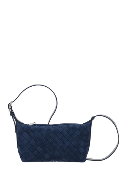 Geanta de umar Blue Crossbody bag with Adjustable Strap and Intreccio Motif in Suede for Men
