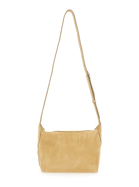 Geanta de umar Harry' Crossbody Bag with Adjustable Strap and Top Zip Closure in Beige Suede for Men