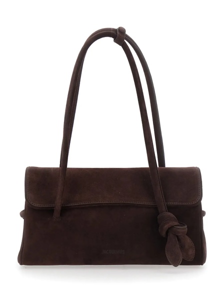 Geanta de umar 'Le Turismo Long' Brown Shoulder bag with Front Knot and Two Top Handles in Leather for Women