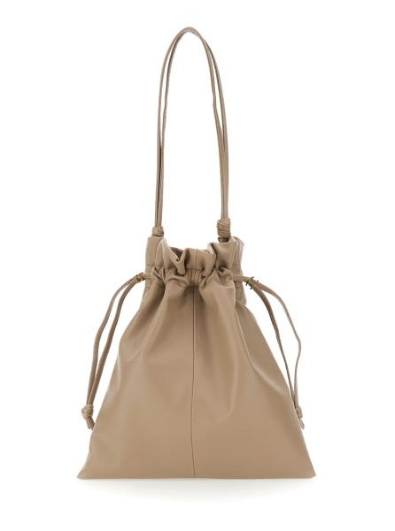 Geanta de umar Louise Shoulder Bag with Drawstring Closure and Triomphe Charm in Beige Leather for Women