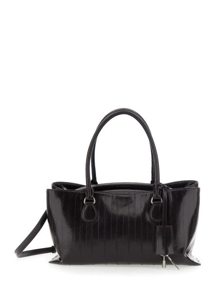 Geanta de umar 'Shell Brot' Brown Shoulder bag with Adjustable and Removable Strap and Pendant on the Front in Leather for Women
