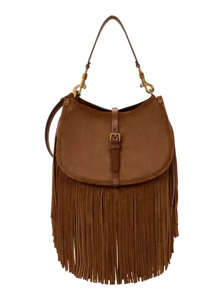 Geanta de umar Shoulder Bag 'PONY SUEDE BAG' with Brown Leather Details Woman