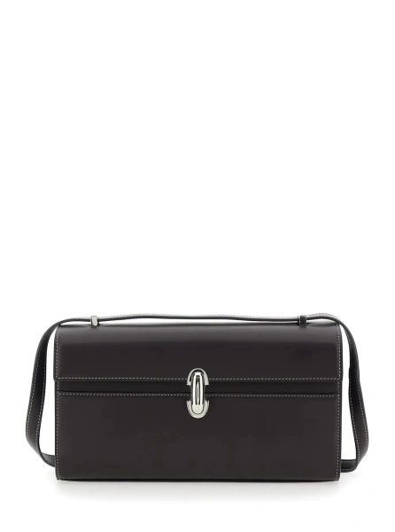 Geanta de umar Shoulder Bag 'Simmetry' with Top Strap and Turn Lock Closure in Brown Leather for Women