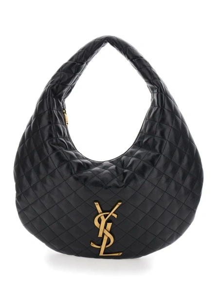Geanta de umar Shoulder Bag 'YSL BO ICARE HOBO' with Simple Design in Black Leather for Women