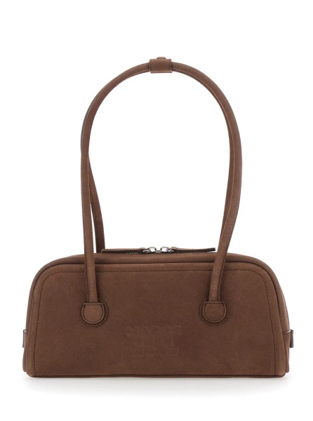 Geanta de umar 'Soft Boston Ew' Brown Shoulder bag with Two Top Handles and Logo lettering on the Front in Leather for Women