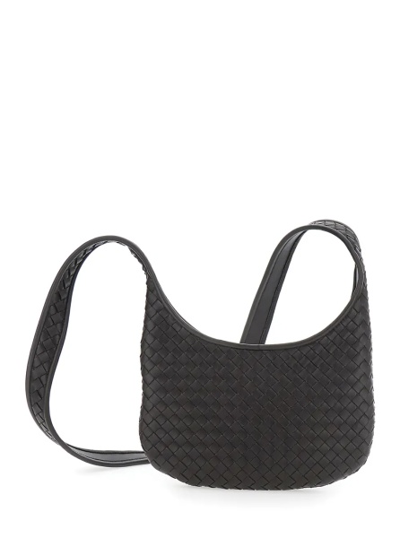 Geanta de umar 'Veneto' Brown Shoulder Bag with Fixed Shoulder Strap and All-Over Intrecciato Motif in Leather Man