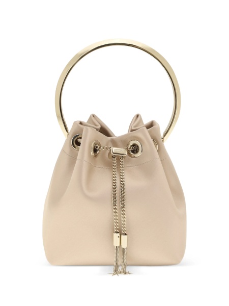 Geanta mini Jimmy Choo Bon Bon neutra din satin