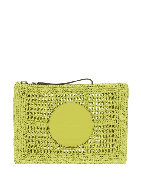Geanta plic Tory Burch verde din rafie
