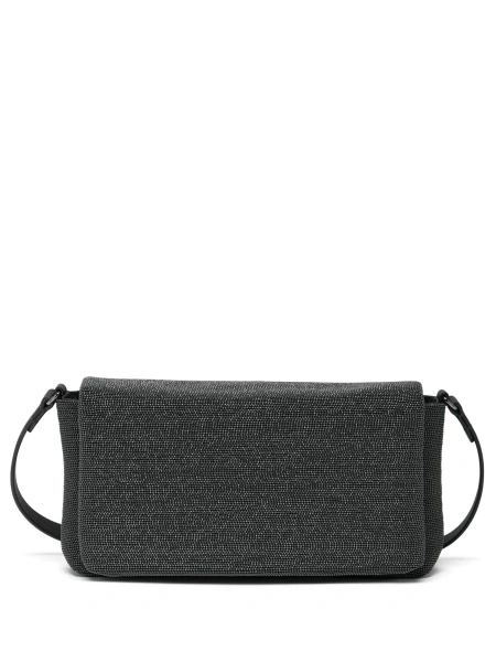 Geanta tip postas Brunello Cucinelli neagra din piele si alama eco