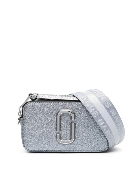 Geanta tip postas Marc Jacobs snapshot argintie din piele