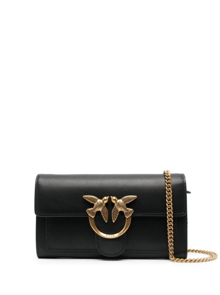 Geanta tip postas Pinko neagra din matase si piele