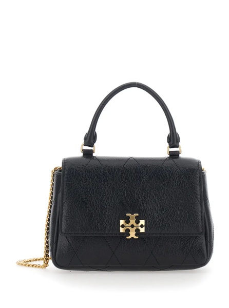 Genti 'Charlie' Black Mini Bag with Chain Strap in Leather for Women