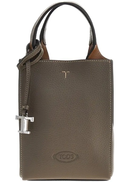 Genti Grained leather micro tote bag