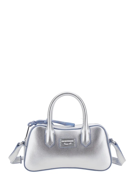Genti Metallic Mini Bag with adjustable and removable shoulder strap and logo patch on the front in Tech Fabric Girl