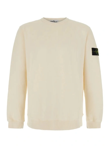 Hanorac Stone Island alb din bumbac