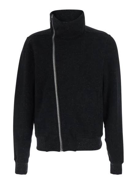 Hanorace 'BAUHAUS JOGGER' black Sweatshirt with high collar and asymmetrical zip closure in cotton for men