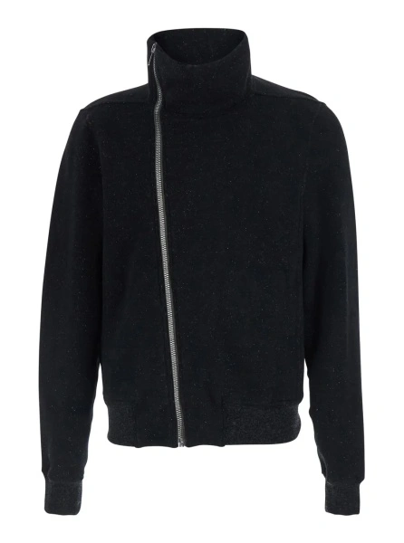 Hanorace 'BAUHAUS JOGGER' black Sweatshirt with high collar and asymmetrical zip closure in cotton for men