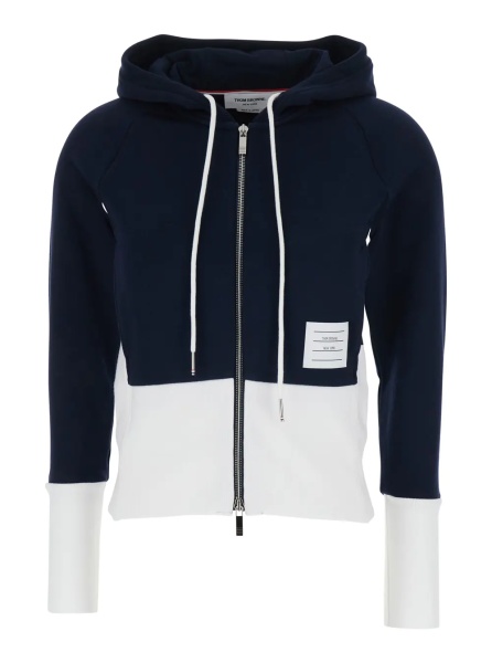 Hanorace Blue and White Sweatshirt 4Bar Logo on the Side and Color Block Design in Cotton Woman