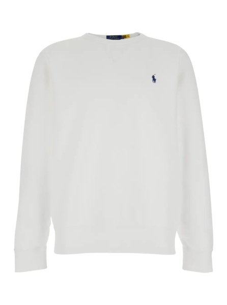 Hanorace Crewneck Sweatshirt with Pony Embroidery on the Front in Stretch Cotton White Men